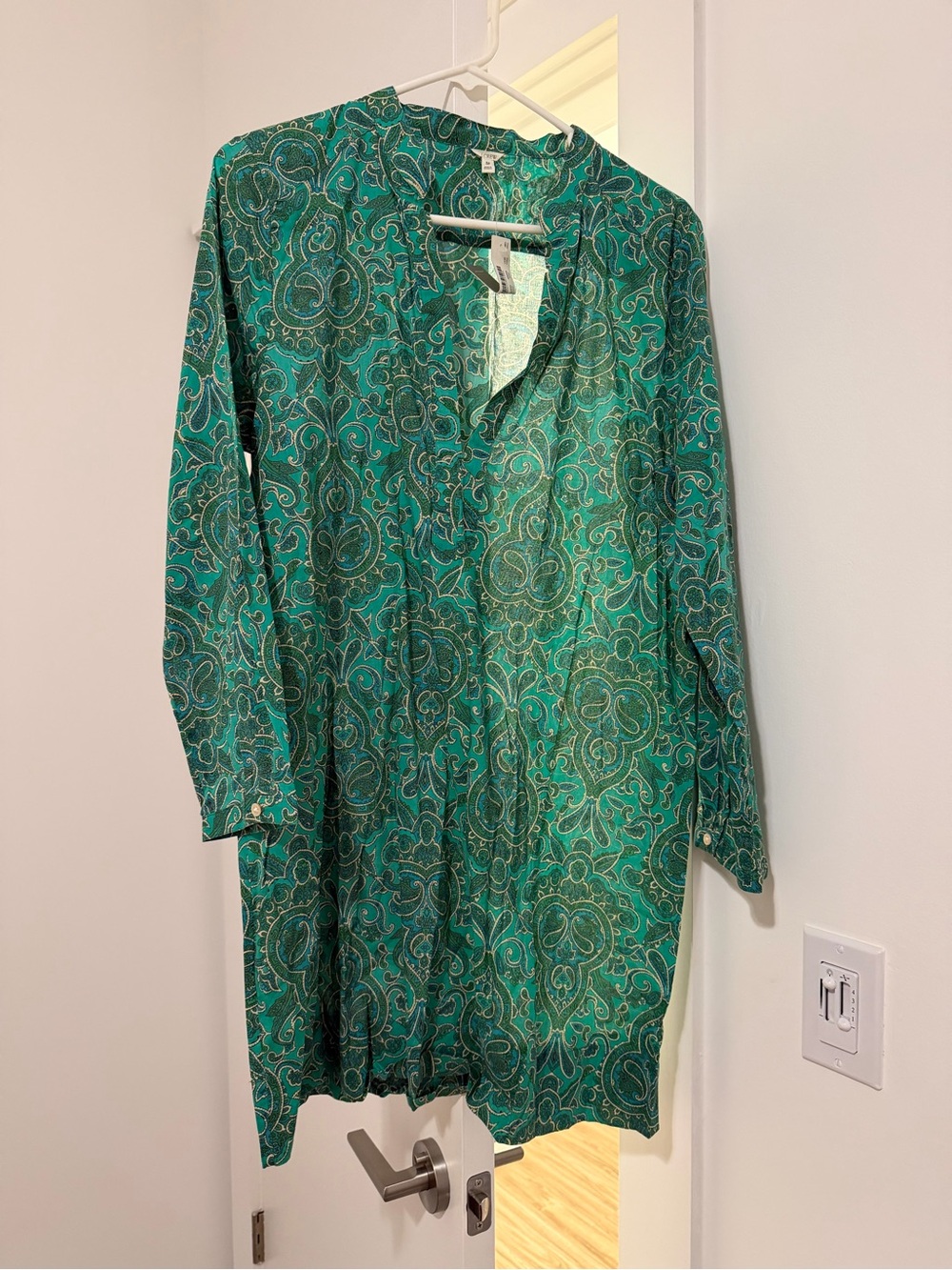 Green Paisley Long Tunic Blouse